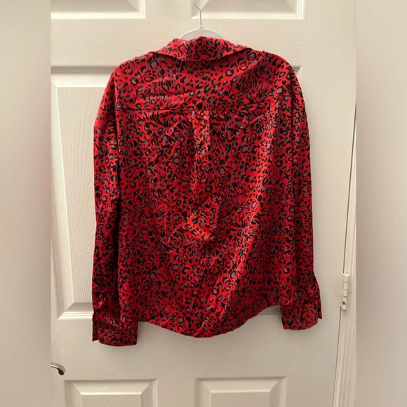 HUTCH CHERRY LEOPARD TIE WAIST BUTTON UP BLOUSE - Picture 5 of 8